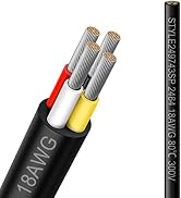 18 Gauge 4 Conductor Electrical Wire, 33FT 18AWG Black PVC Stranded Tinned Copper 4 Wire Cable, 1...