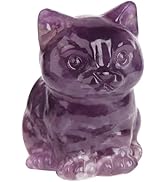 Crystal Cat Figurines Decor, 1.6 Inch Amethyst Crystal Kitten Statue Gift for Cat Lovers Collecto...