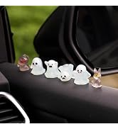 Rislobx Luminous Ghost and Black Cat Car Decor, 6Pcs Dashboard Decorations for Rearview Mirror Ac...