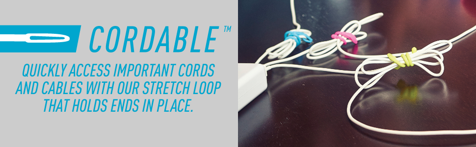 Gear Tie Cordable quickly access important cords and cables stretch loop holds ends place