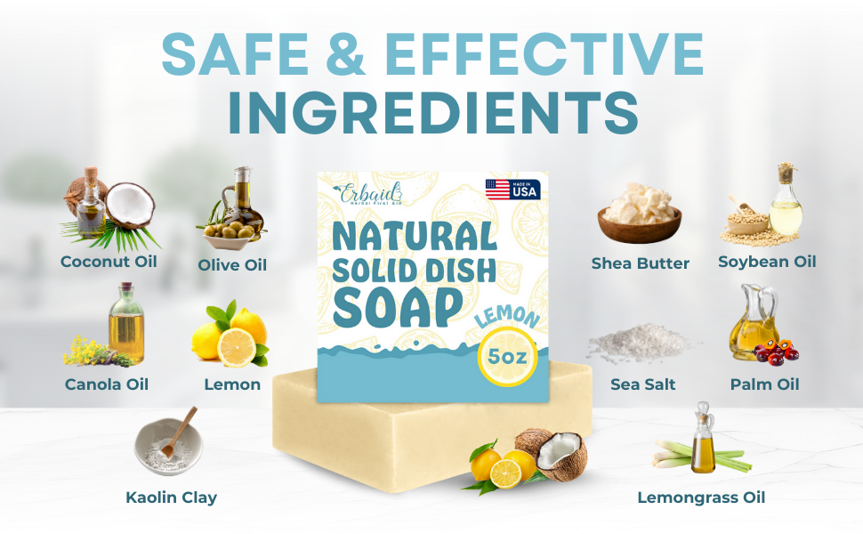 made in USA barra de jabón lavar platos bloque sólido jabón de barra jabón natural cocina vegano