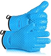 TOPULORS Five-Finger Silicone Oven Gloves with Cotton Lining, Non-Slip & Heat Resistant, Perfect ...