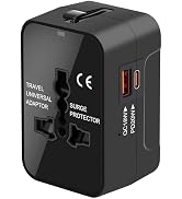 Universal Travel Adapter Worldwide, GaN Fast Charging with PD 3.0 USB-C & USB-A Quick Charge Port...