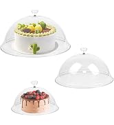 3 Pieces Clear Cake Dome Cover 8" 10" 12" Acrylic Cake Stand Cover Round Cake Cloche Dome Food Pl...