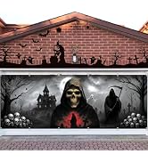 Arosche Extra Large Halloween Garage Door Decorations Banner 6 * 16Ft Horror Grim Reaper Skeleton...