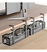 2 Pack Under Desk Cable Management Box Black, Cinati Wire Organizers No Drill, Cord Organization ...