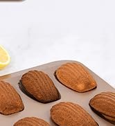 LIFVCNT 2 Pack Madeleine Pans, 12-Cavity Heavy Duty Nonstick French Shell Shape Baking Mold, Carb...