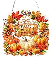 Eiflow Acrylic Diamond Art Hanging Kit for Adults Fall Wreath, DIY Diamonds Painting Door Hanger ...