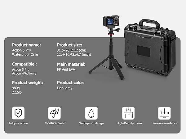 Osmo Action 5 Pro Hard waterproof Case tavel Bag for dji action 5 4 3 accessories