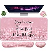 Large Mouse Pad and Keyboard Wrist Rest, Desk Pad for Keyboard and Mouse, 4-in-1 Large Gaming Mou...