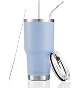 30oz Blue Tumbler Stainless Steel Double Wall Vacuum Insulated Mug with Straw and Lid, Cleaning B...