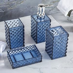 Blue bathroom set accessories