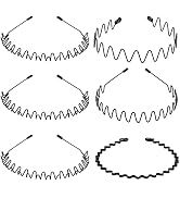 WantGor 6 Pieces Metal Headbands for Women Men, Fashion Unisex Black Hairband Sports Headwear Hai...