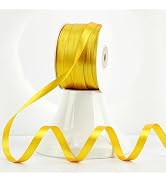 MEEDEE Yellow Satin Ribbon 3/8 Inch Lux Double Sided Satin 100 Yards Roll Thin Yellow Ribbon for ...
