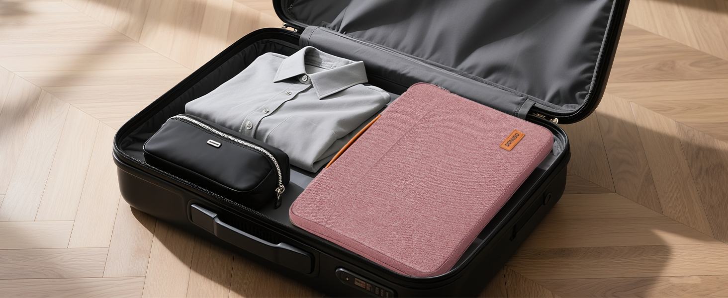 Wallet showcase sequence showing pink wallet with black leather exterior, opening to reveal multiple card slots and compartments.