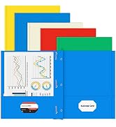 Two Pocket Folder, HERKKA 100 Pack 2 Pocket Folders with Prongs, Business Card Slots Letter Size ...