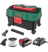 HYCHIKA 18V Cordless Shop Wet Dry vacuums, 4 Gallon Wet and Dry Vacuum Cleaner with Blower, Porta...