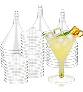 Slomg 24 Pack 6 oz Plastic Martini Glasses, Disposable Clear Cocktail Glasses, Reusable Stemmed A...