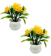 Dwuww 2Pcs Yellow Artificial Flowers, Fake Flowers, Artificial Plants Indoor, Artificial Potted P...