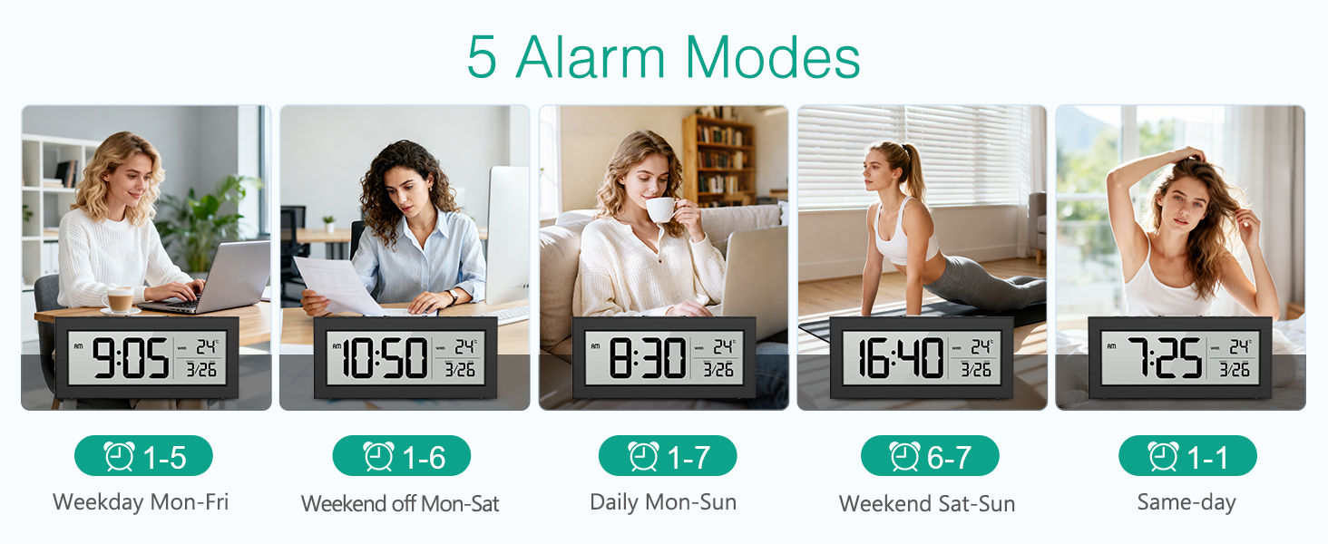 Battery Operated Digital Clock, Digital Alarm Clocks for Bedrooms