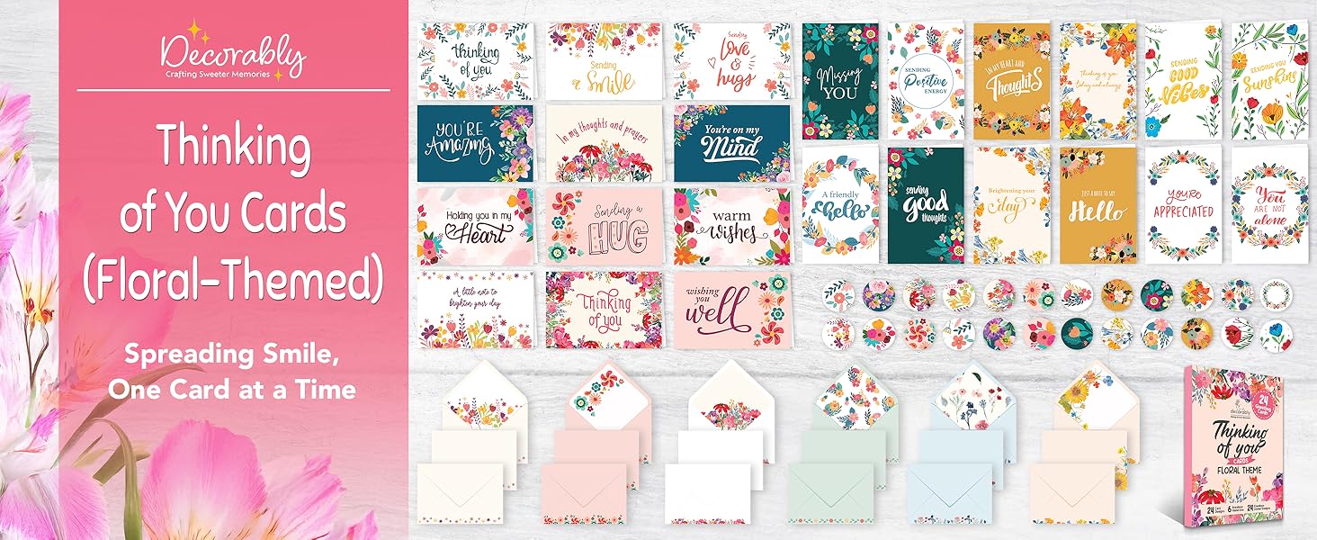 floral thinking of you cards