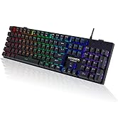 Mechanical Gaming Keyboard,RGB 104 Keys Ultra-Slim Rainbow LED Backlit USB Wired Keyboard with Bl...