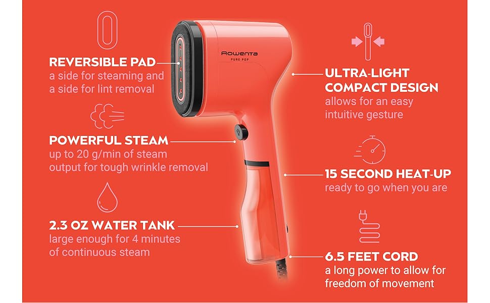 ultra light compact design steamer for clothes rowenta pure pop cothing steamer fast heat up tank