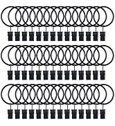 42 Pack Curtain Rings with Clips, 1.26 Inch Interior Diameter, Fits 0.75-1" Rod, Heavy Duty Rustp...