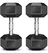 LIFERUN Dumbbells Rubber Coated Cast Iron Hex Black Dumbbell 30-85lb Free Weights Dumbbell Set of 2