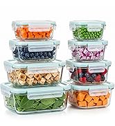 JACCOOTHALIA 8 Pack Food Containers Glass with Lids, Glass Food Storage Containers with Airtight ...