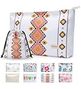 WLLWOO WLLWOO 2pcs Travel Make Up Bags-Cosmetic Bag Nylon Waterproof Large Wide Zipper Coin Purse...