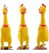 ZGLUZP 1 Pc Yellow Rubber Squeezing Screaming Chicken Toy for Pets – Dog Chew Toy MiniaturesSuper...