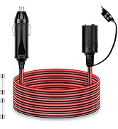 ALITOVE 12AWG Cigarette Lighter Extension Cord 12FT 30A 360W Max. Heavy Duty Power Cable Male Plu...