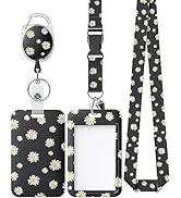 Uniclife Floral Sliding Badge Holder White Flower Plastic Case with Retractable Badge Reel Carabi...