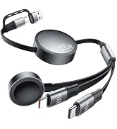 CAFELE 100W Retractable USB-C to USB-C 5A Fast Charging 3-in-1 Cable, 4.5-Foot Multi Watch Charge...