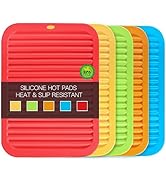 5 Pack Silicone Trivets for Hot Pots and Pans, 9*12Inch Silicone Trivet for Hot Dishes, Colorful ...