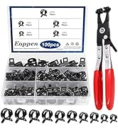 Eoppen 100Pcs 10-21mm Spring Hose Clamps Assortment Kit with Swivel Flat Band Fuel Hose Clamp Pli...