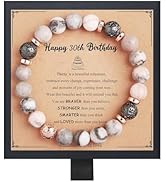 Fmeida Birthday Gifts for Women - Natural Stone Stretch Bracelets for 30th 35th 40th 45th 50th 60...