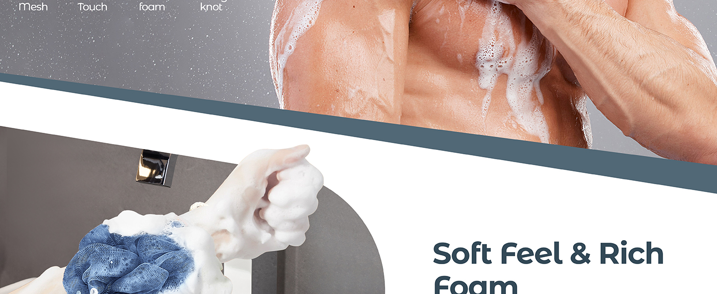 soft feel and rich foam shower body scrubber loofa