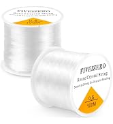 FIVEIZERO Stretchy String for Bracelets, 2 Rolls 0.4/0.5/0.6/0.7/0.8/1mm Round Crystal Elastic St...