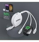 3 in 1 Retractable Apple iPhone & Watch Charger Cable, iWatch Charger for Car,Multi USB Charging ...