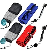 2-Pack Waffle Microfiber Golf Towel and Brush Tool Sets, Bagged Tri-Fold Golf Cleaning Towel with...