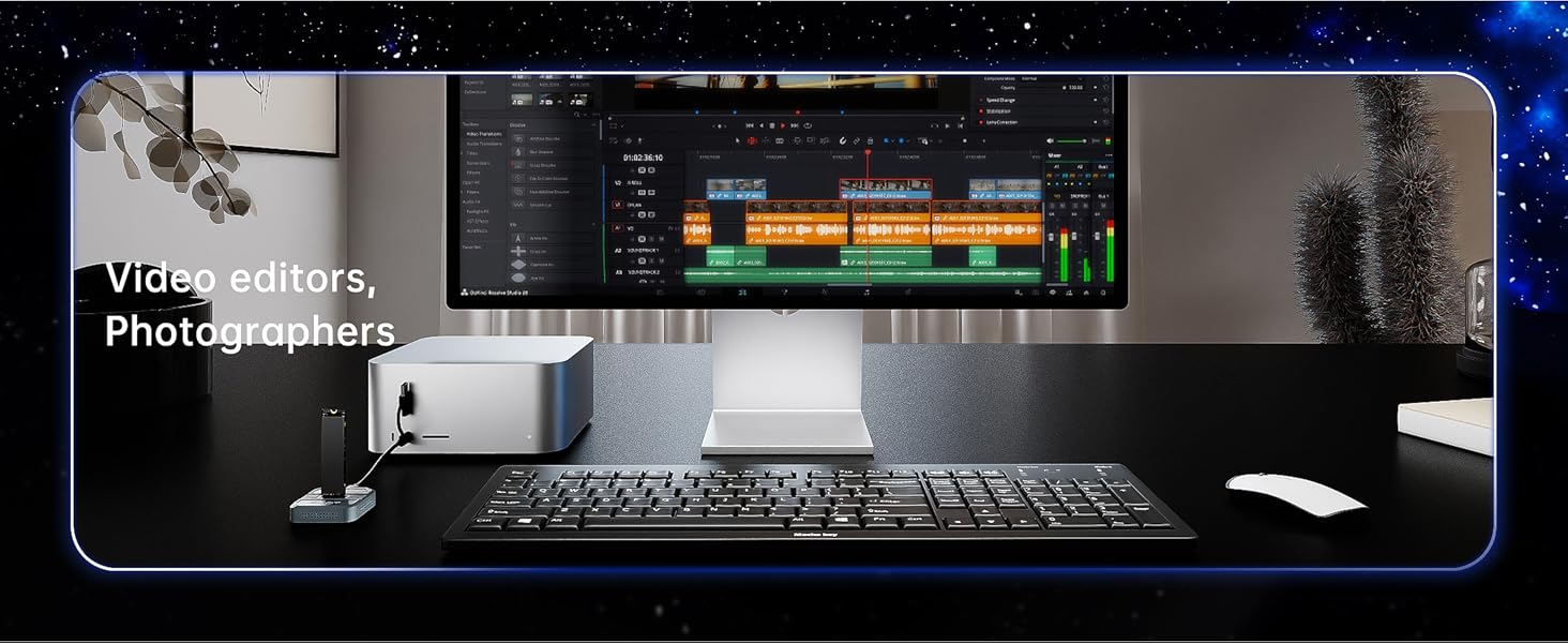 tech enthusiast using the m2 reader with the organizer case in a professional setup