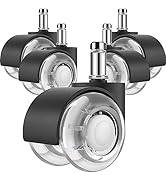 MaxGear 2" Office Chair Wheels Heavy Duty Replacement, Mute Rubber Rotating Desk Chair Wheels, fo...