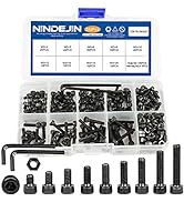 NINDEJIN Metric M3 Hex Socket Head Cap Screws, Allen Socket Drive M3 x 4mm/ 5mm / 6mm/ 8mm/ 10mm/...