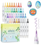 Ohuhu Top Pump Acrylic Paint Markers Brush Tip 36 Colors Paint Pens Excellent Coverage Acrylic Ma...
