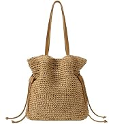 Loiyadn Beach Bag, Straw Beach Bags for Women, Floral Designed Beach Tote Lightweight Foldable St...