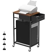 Computer Tower Stand PC Tower Stand with Storage Drawer 2 Tier Wood Rolling CPU Holder Stand Mobi...