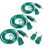 3 Pack Green Extension Cord 6 Feet 2 Prong Extension Cord for Christmas Lights Waterproof with 2 ...
