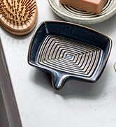 Ceramic Soap Dish, Bar Soap Holder with Drain Spout Self Draining Soap Saver for Shower Bathroom ...